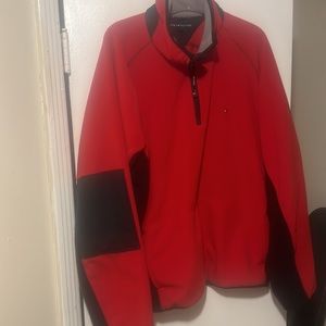 Tommy Hilfiger red fleece sweater.